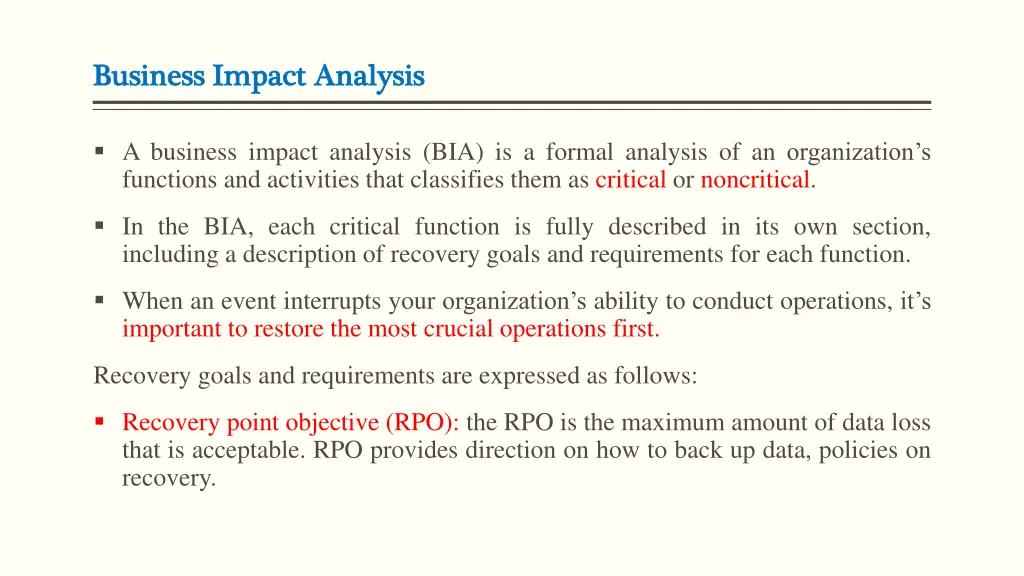 business impact analysis business impact analysis