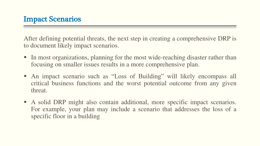 impact scenarios impact scenarios