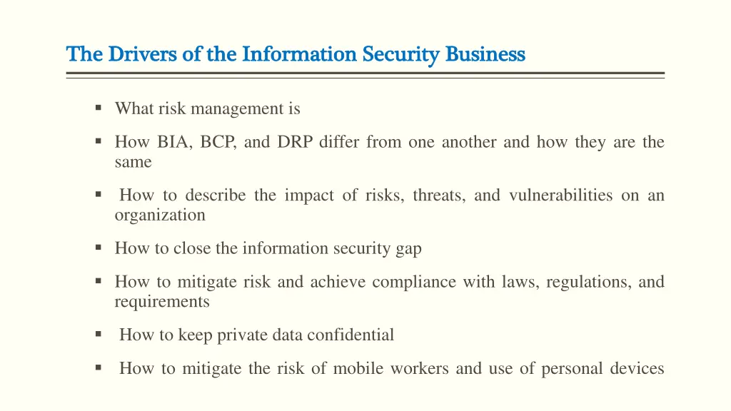 the drivers of the the drivers of the information 1