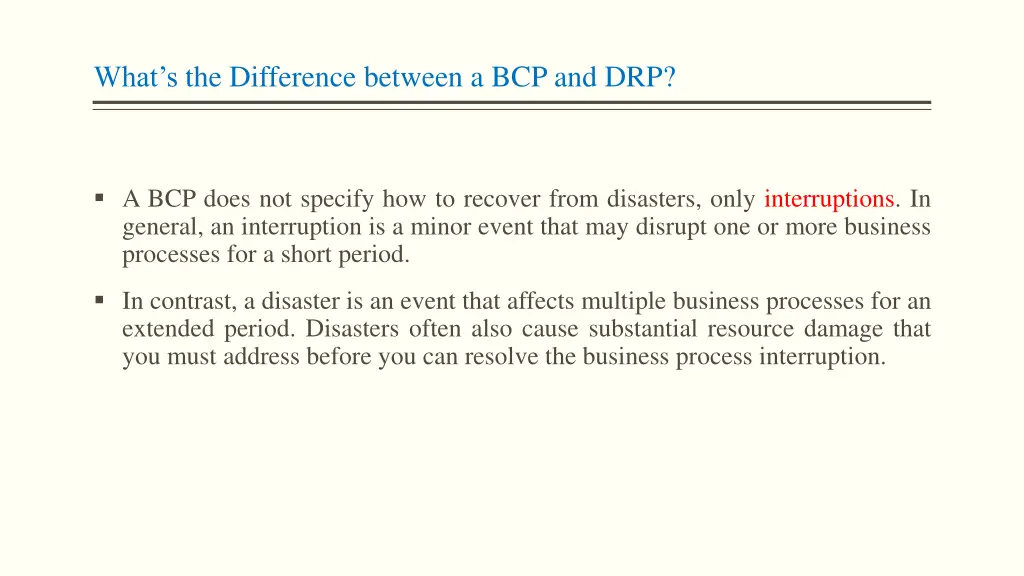what s the difference between a bcp and drp