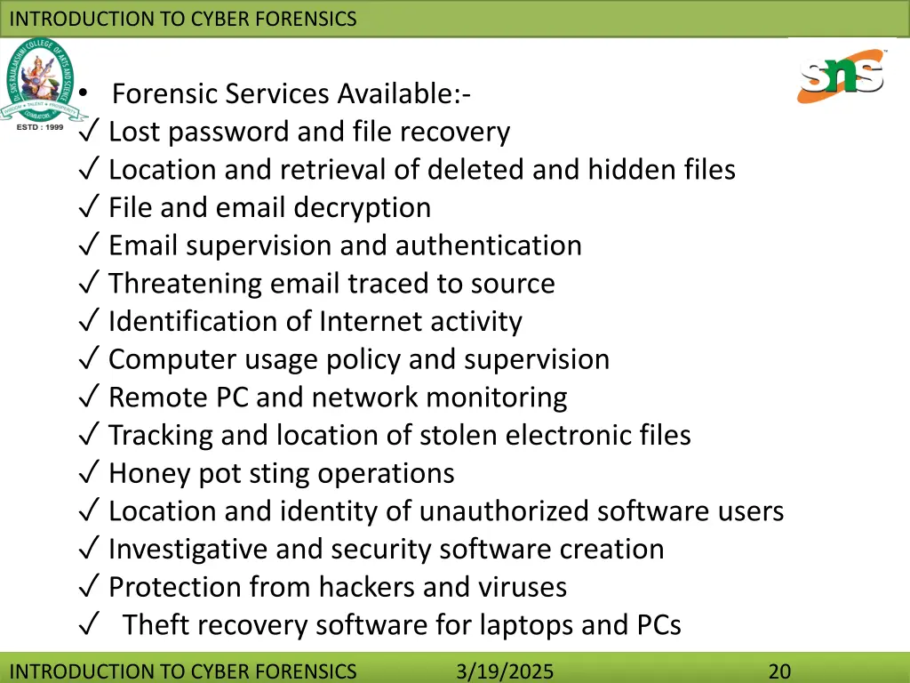 introduction to cyber forensics 19
