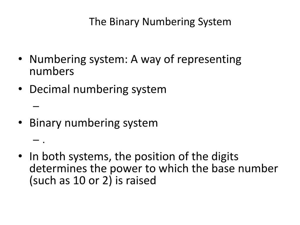 the binary numbering system