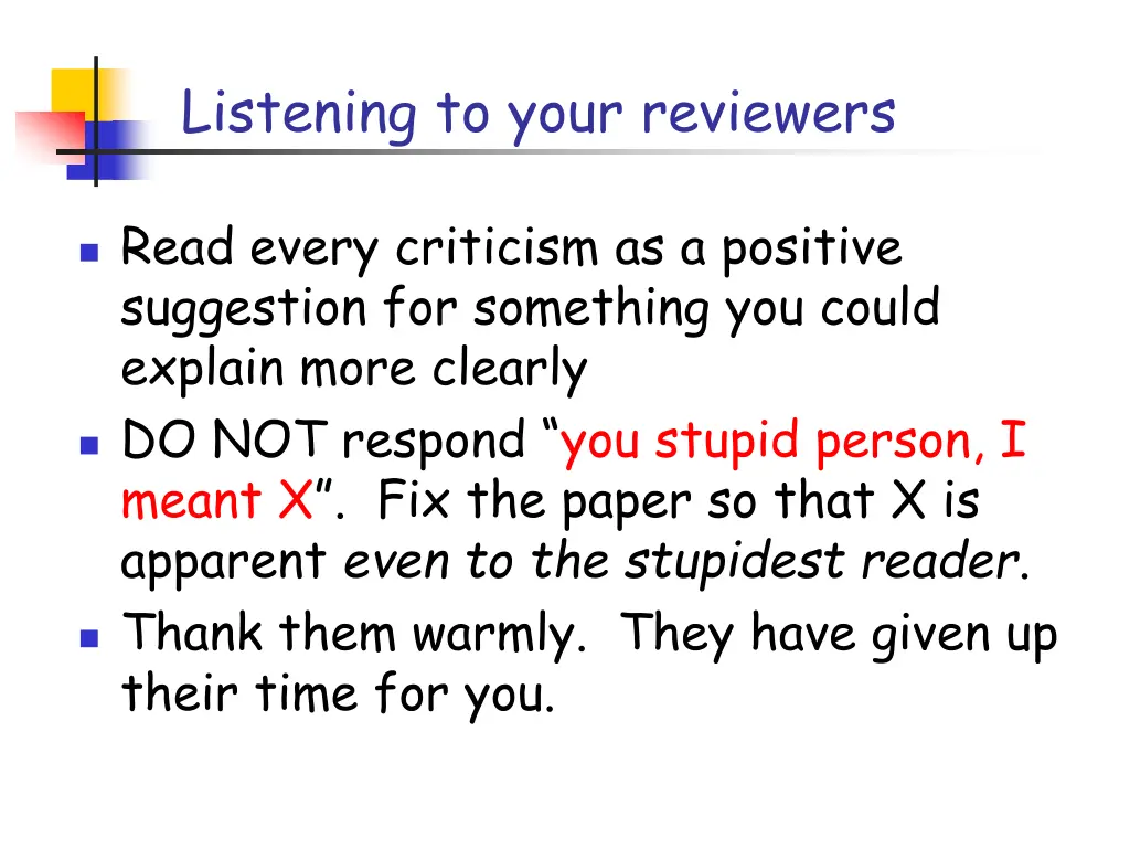 listening to your reviewers 1