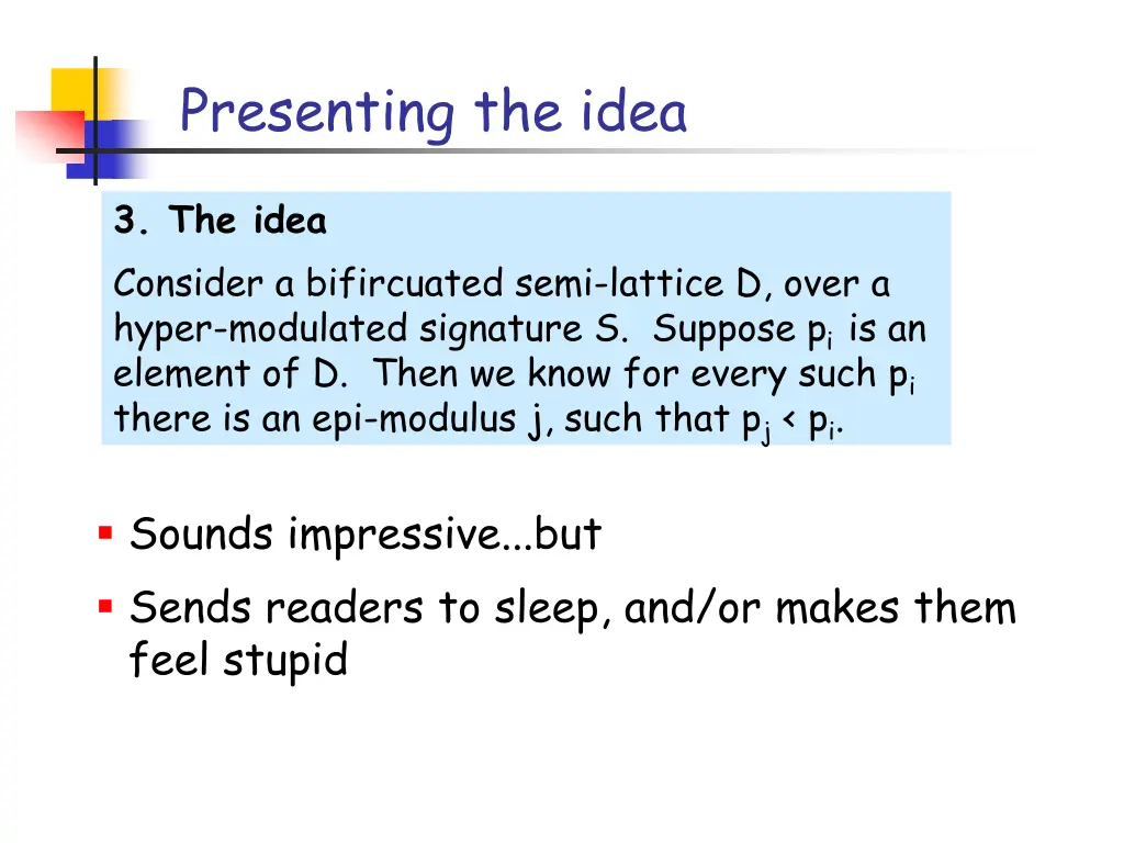 presenting the idea