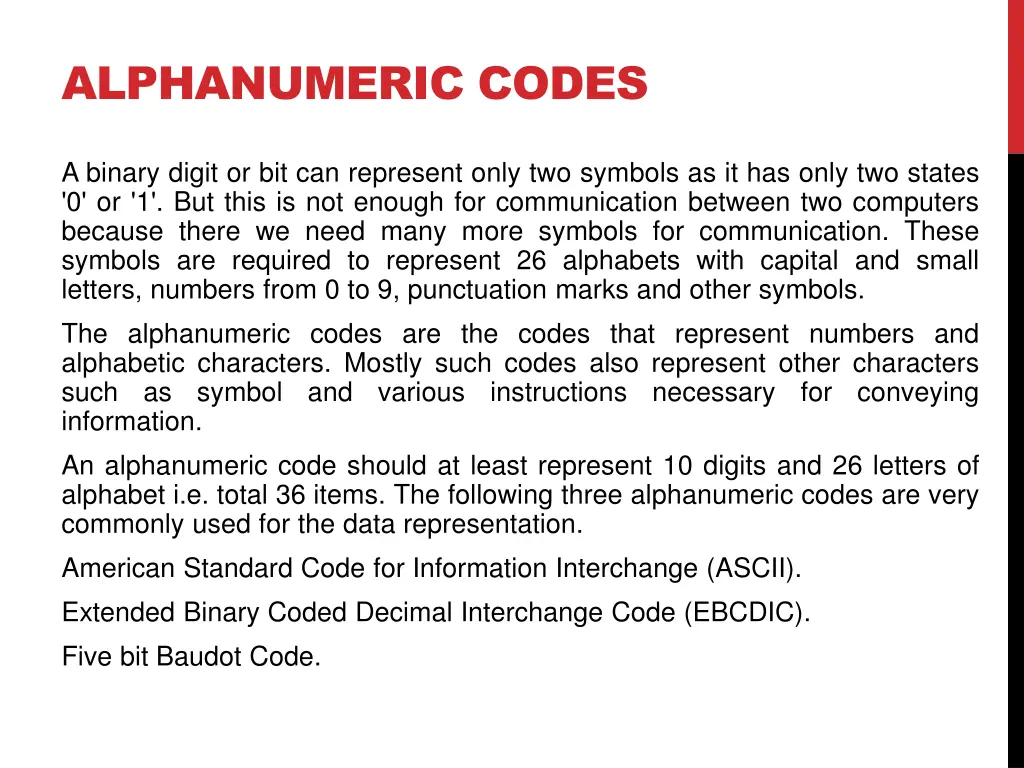 alphanumeric codes