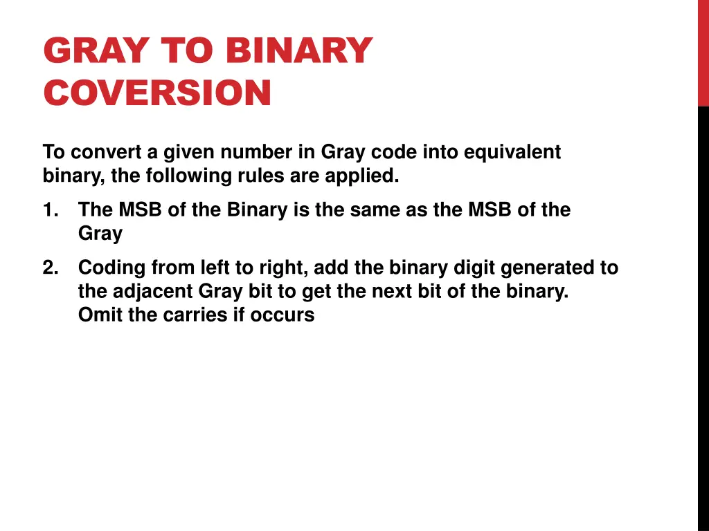 gray to binary coversion