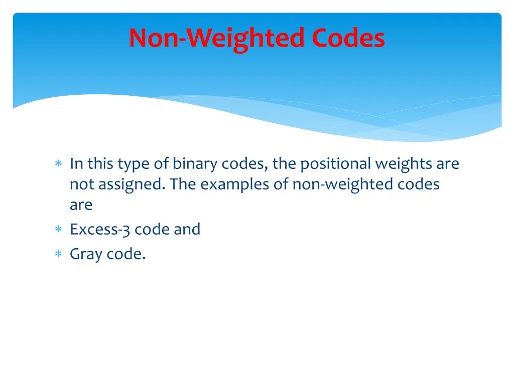 non weighted codes