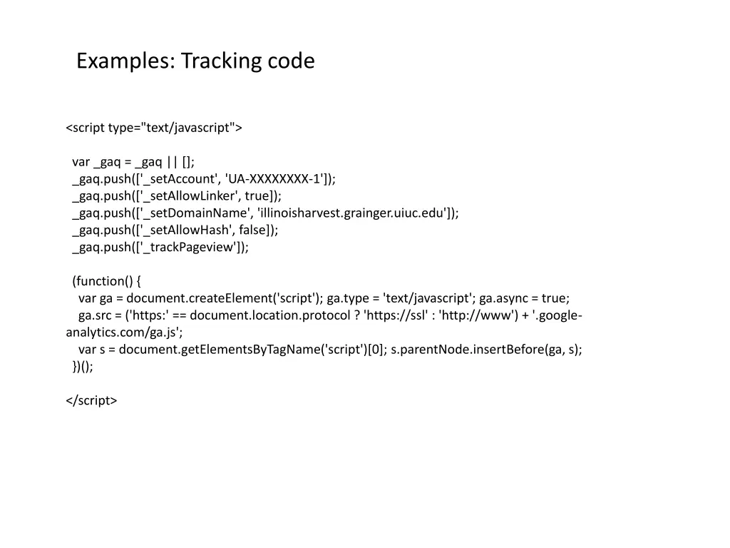 examples tracking code