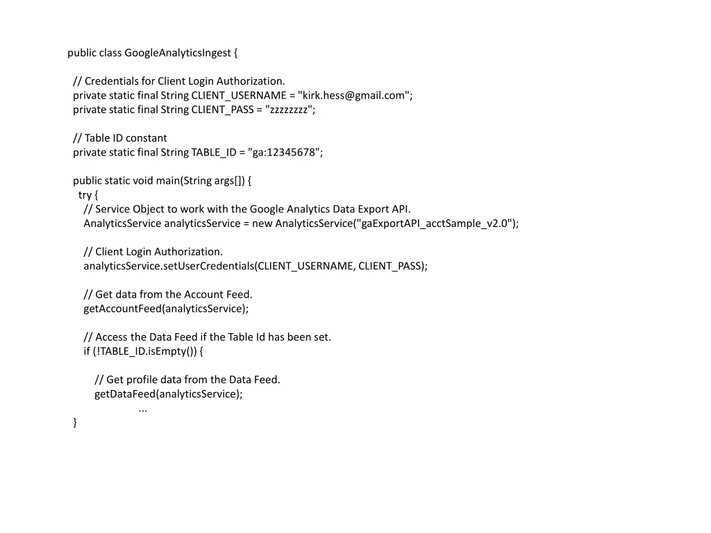 public class googleanalyticsingest