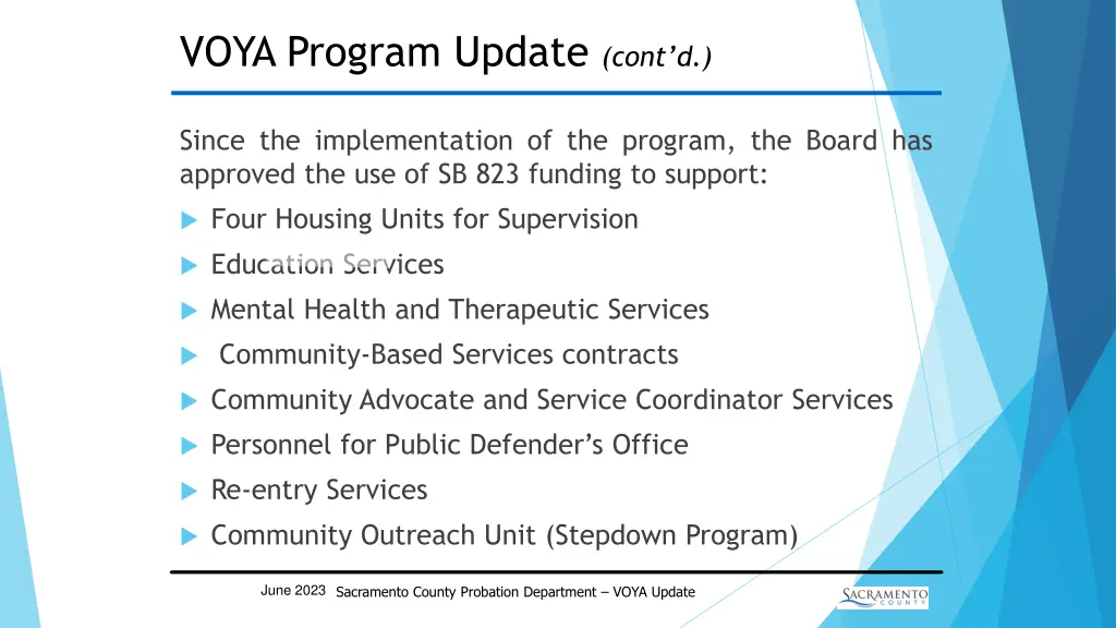 voya program update cont d