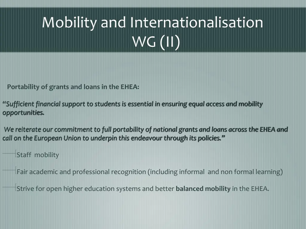 mobility and internationalisation wg ii