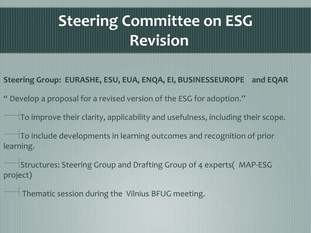 steering committee on esg revision