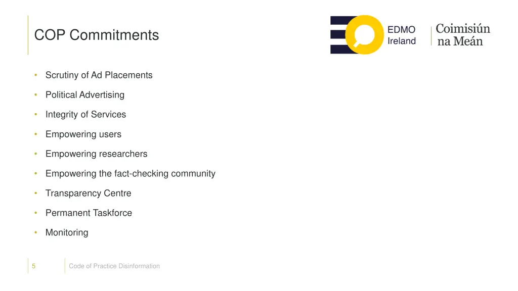 cop commitments