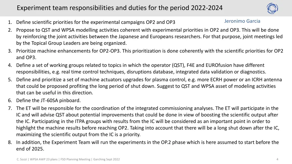 experiment team responsibilities and duties