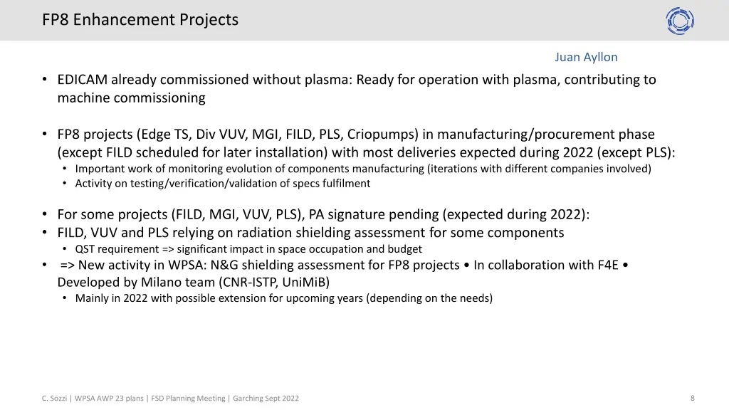 fp8 enhancement projects