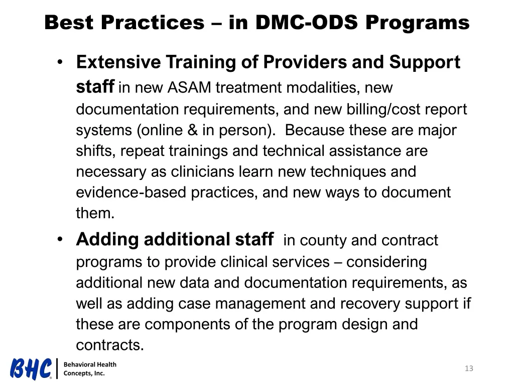 best practices in dmc ods programs