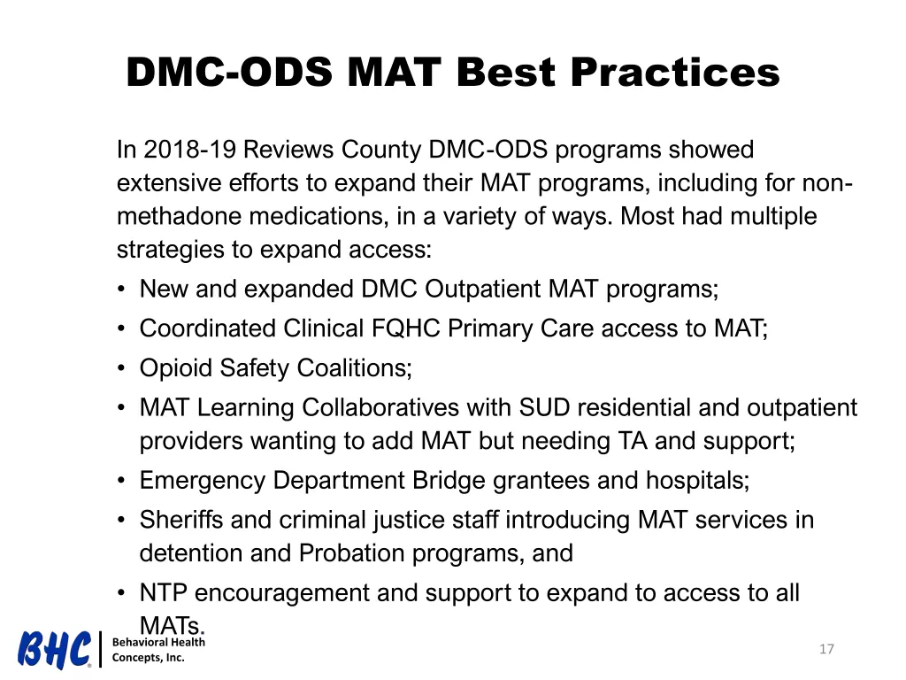 dmc ods mat best practices