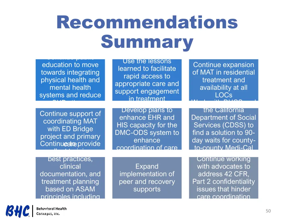 recommendations summary continue public education