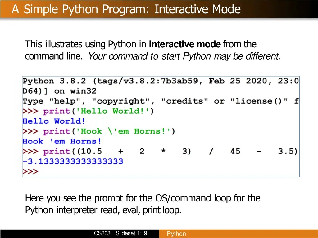 a simple python program interactive mode