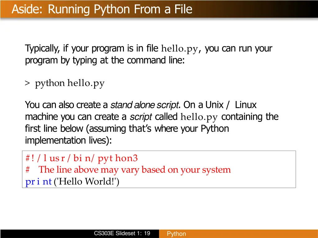 aside running python from a file