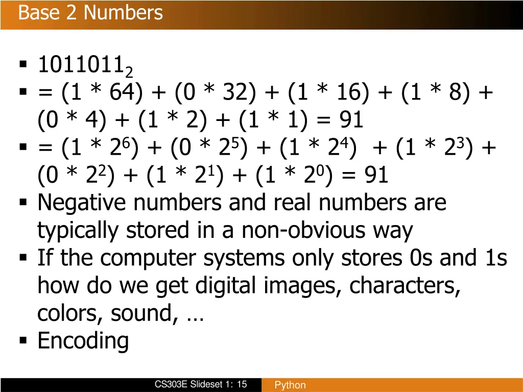base 2 numbers 1