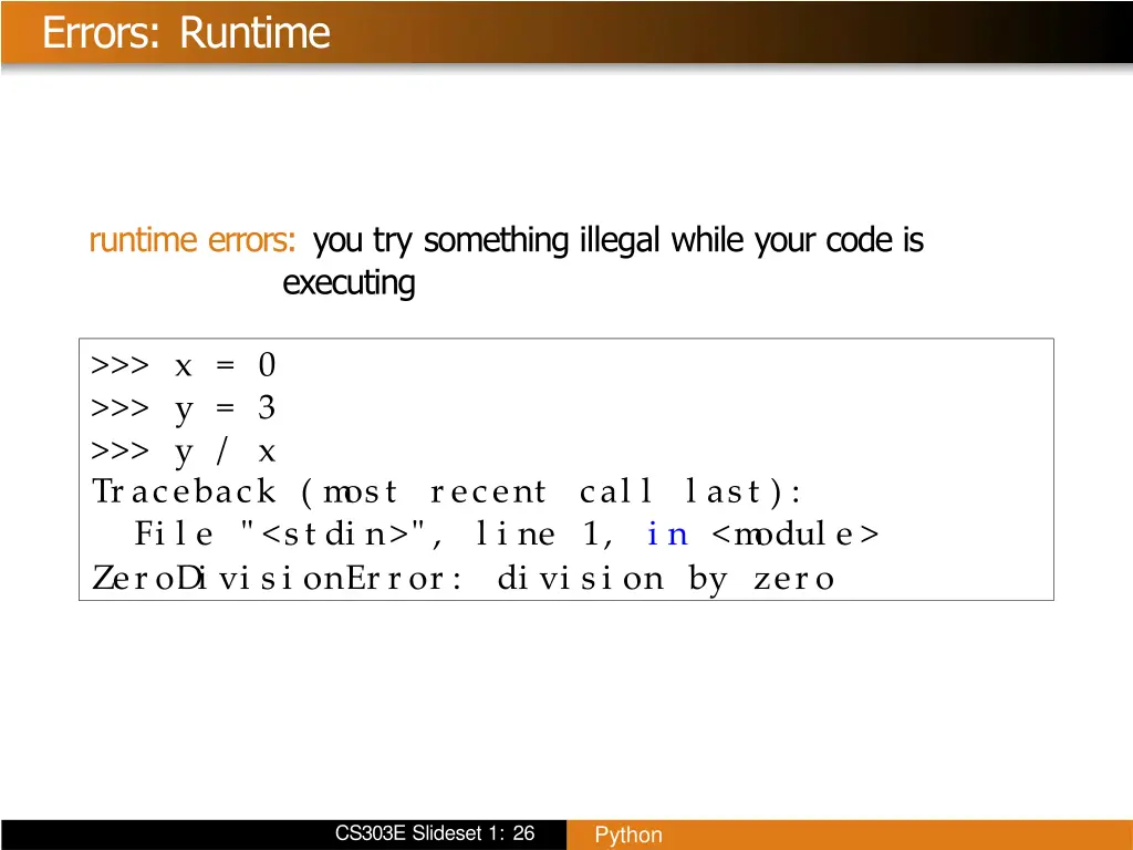 errors runtime