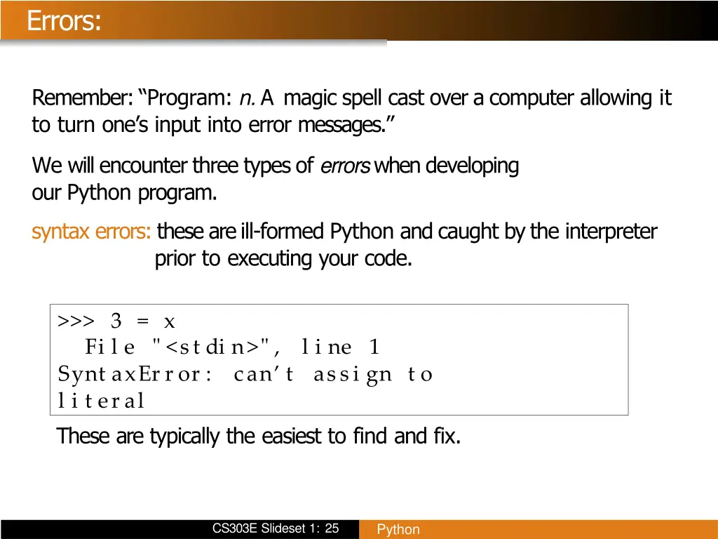 errors syntax