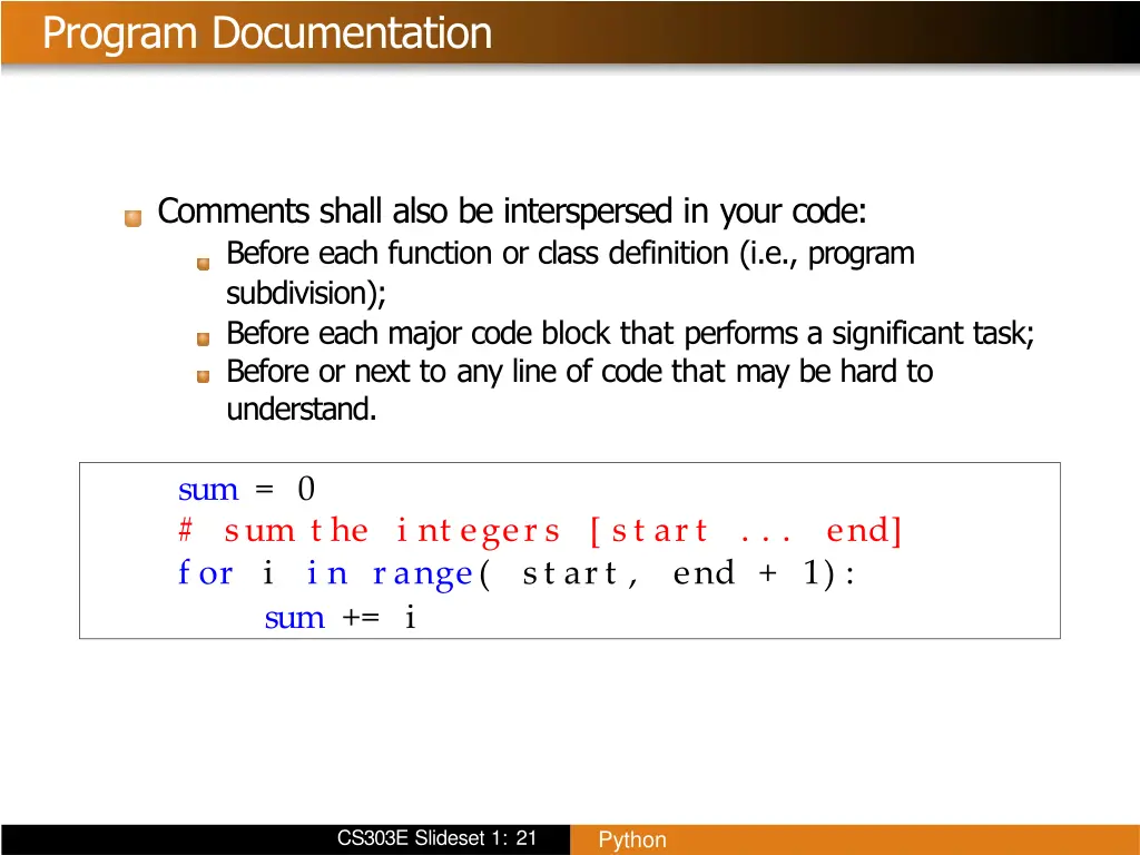 program documentation 1