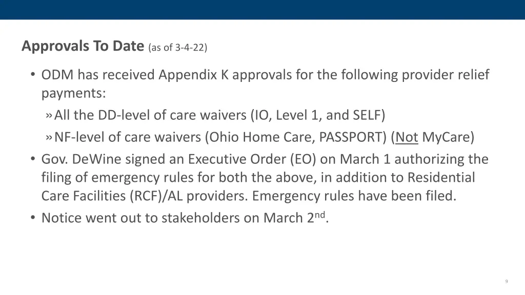 approvals to date as of 3 4 22