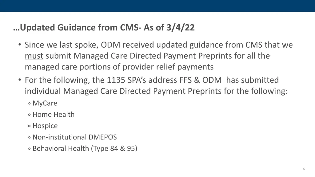 updated guidance from cms as of 3 4 22