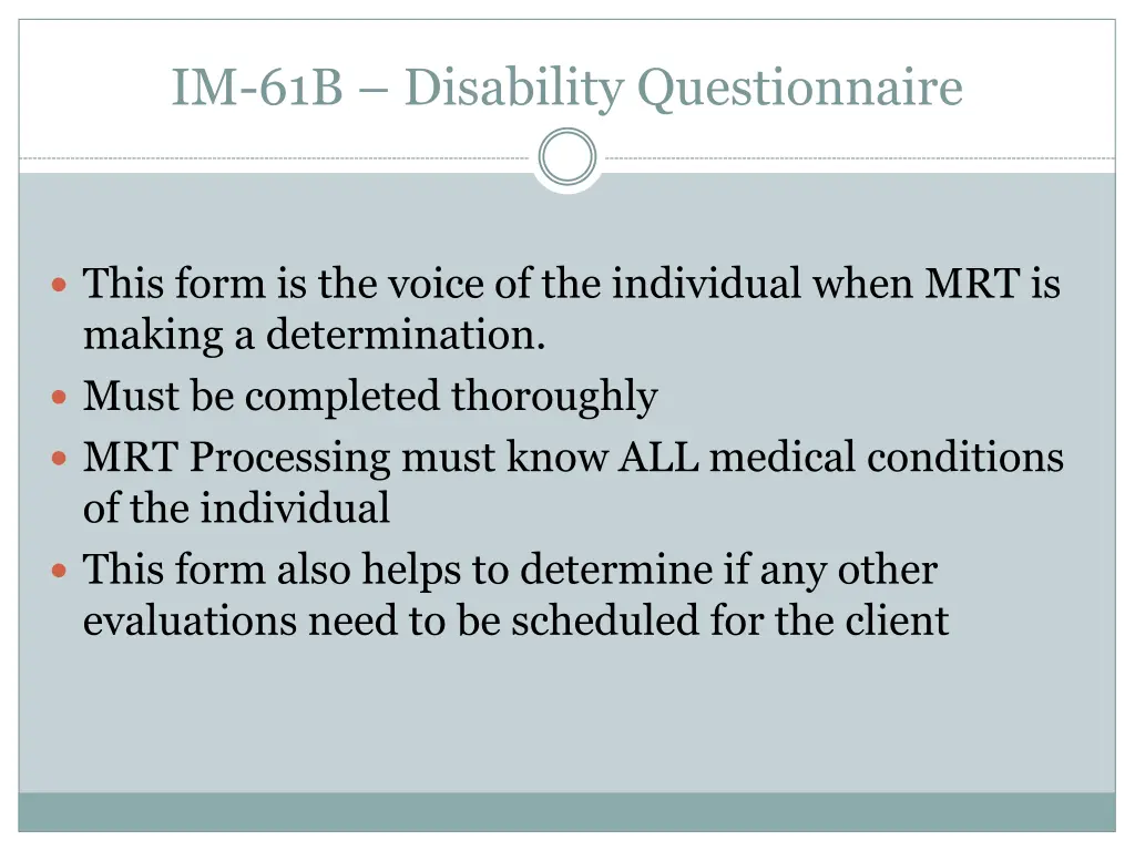 im 61b disability questionnaire 1