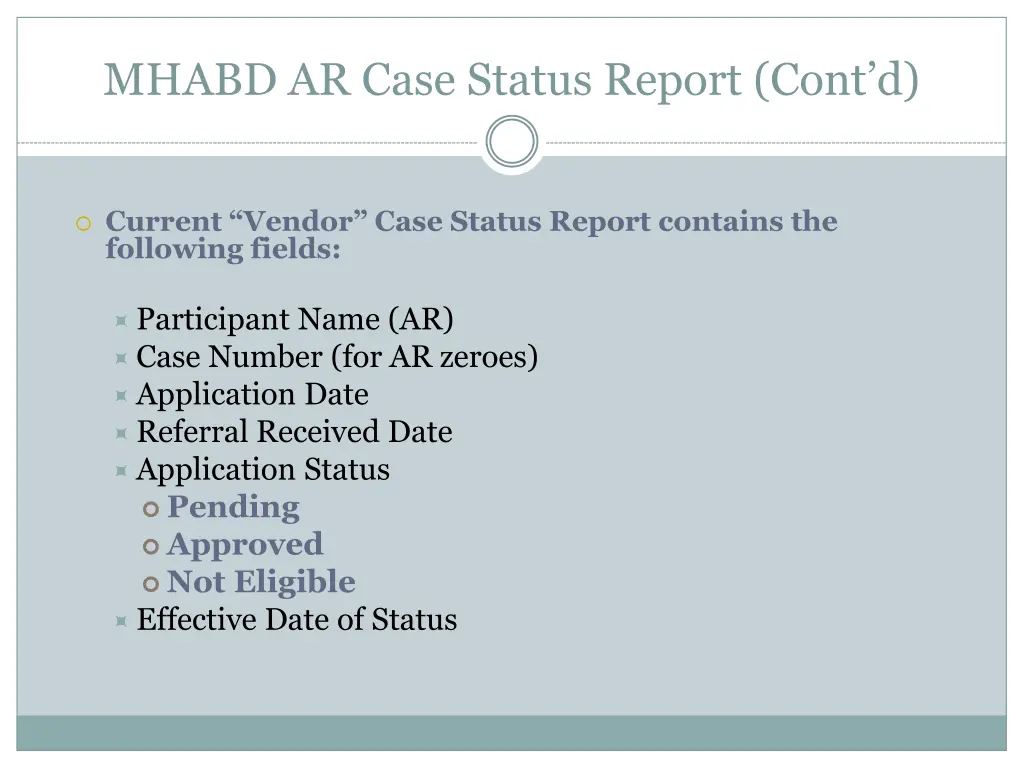 mhabd ar case status report cont d
