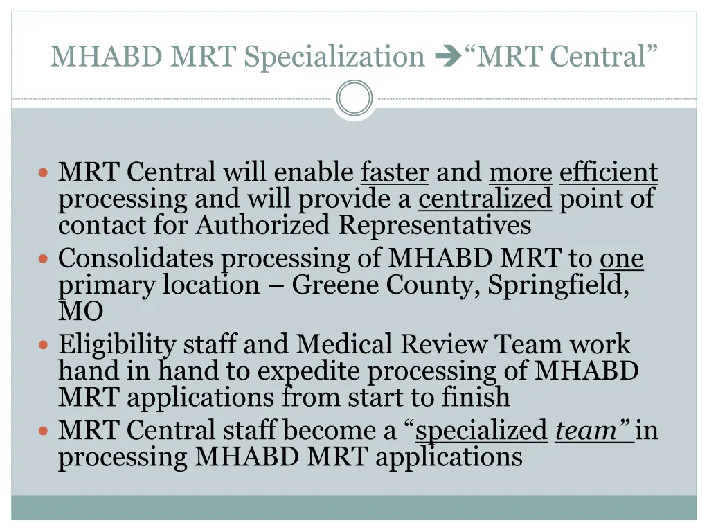 mhabd mrt specialization mrt central