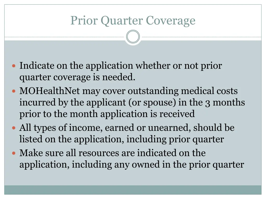 prior quarter coverage