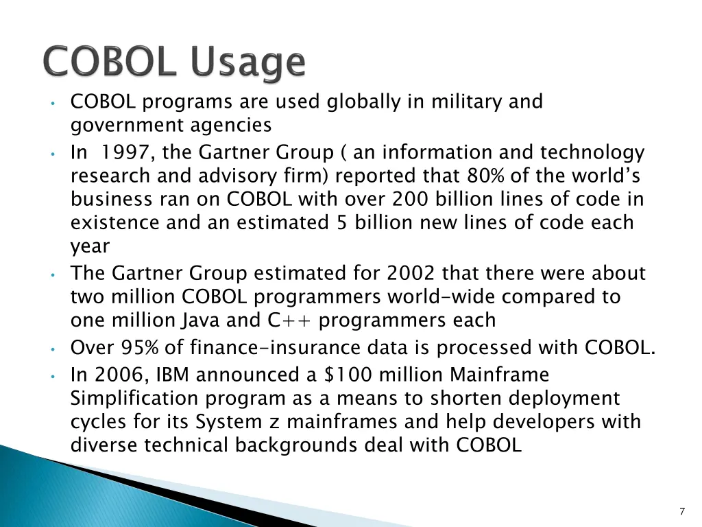 cobol programs are used globally in military