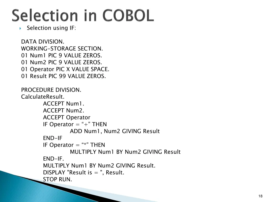 selection using if