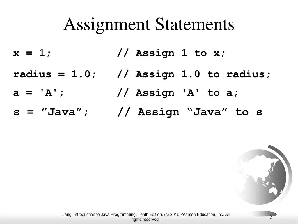 assignment statements