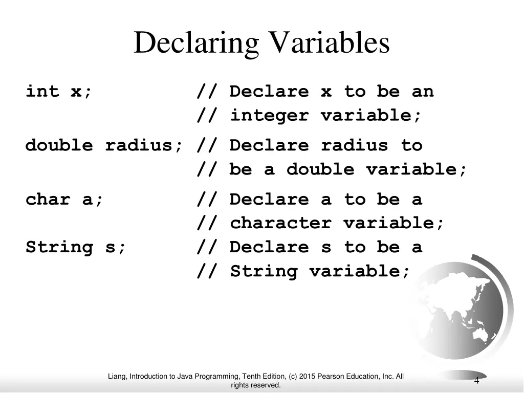 declaring variables