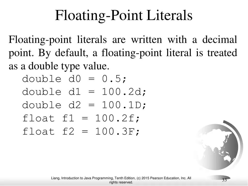 floating point literals