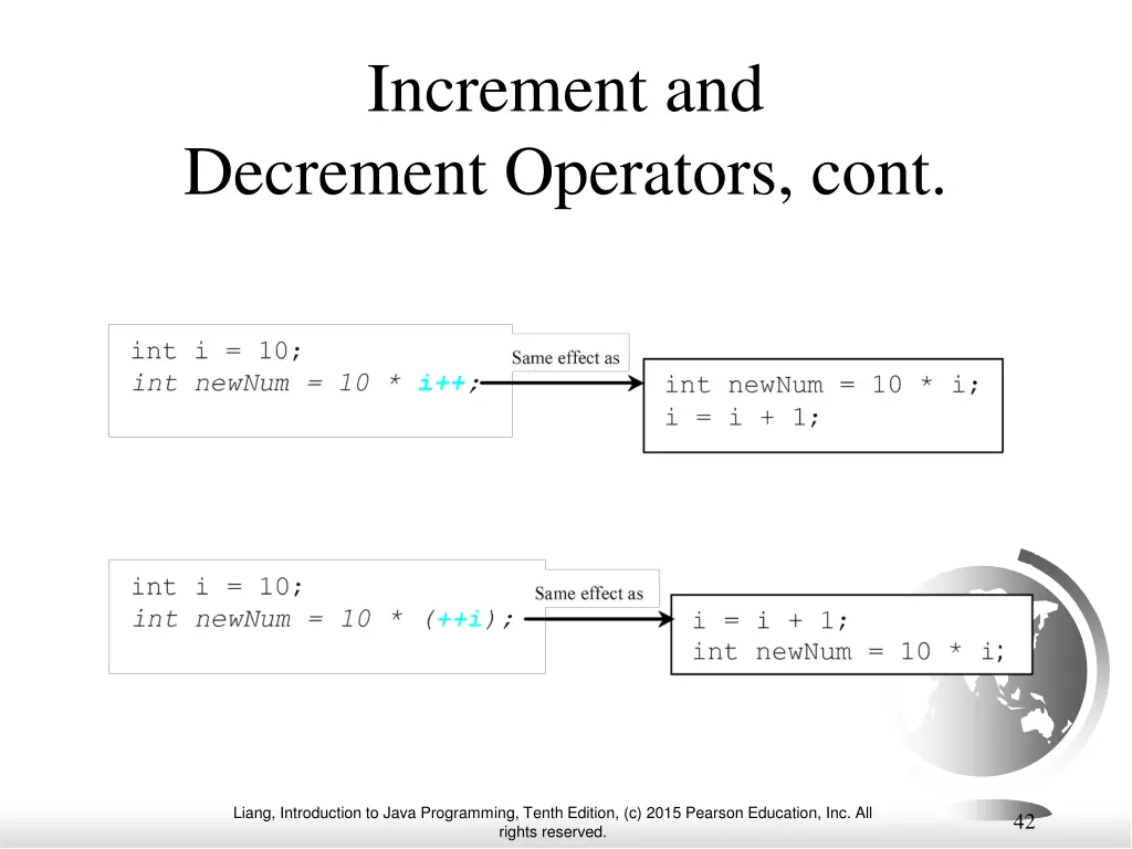 increment and decrement operators cont
