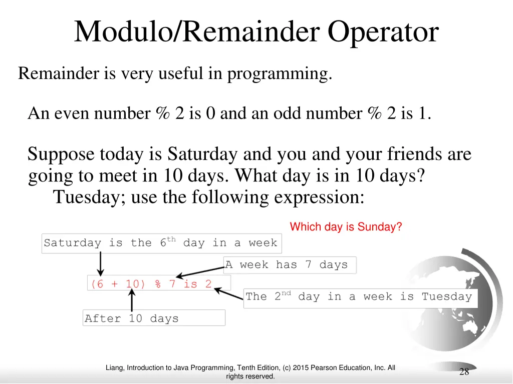 modulo remainder operator