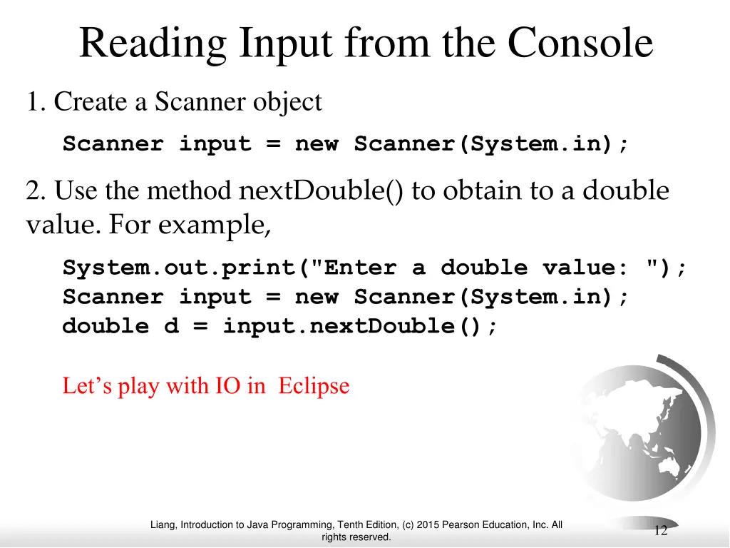 reading input from the console