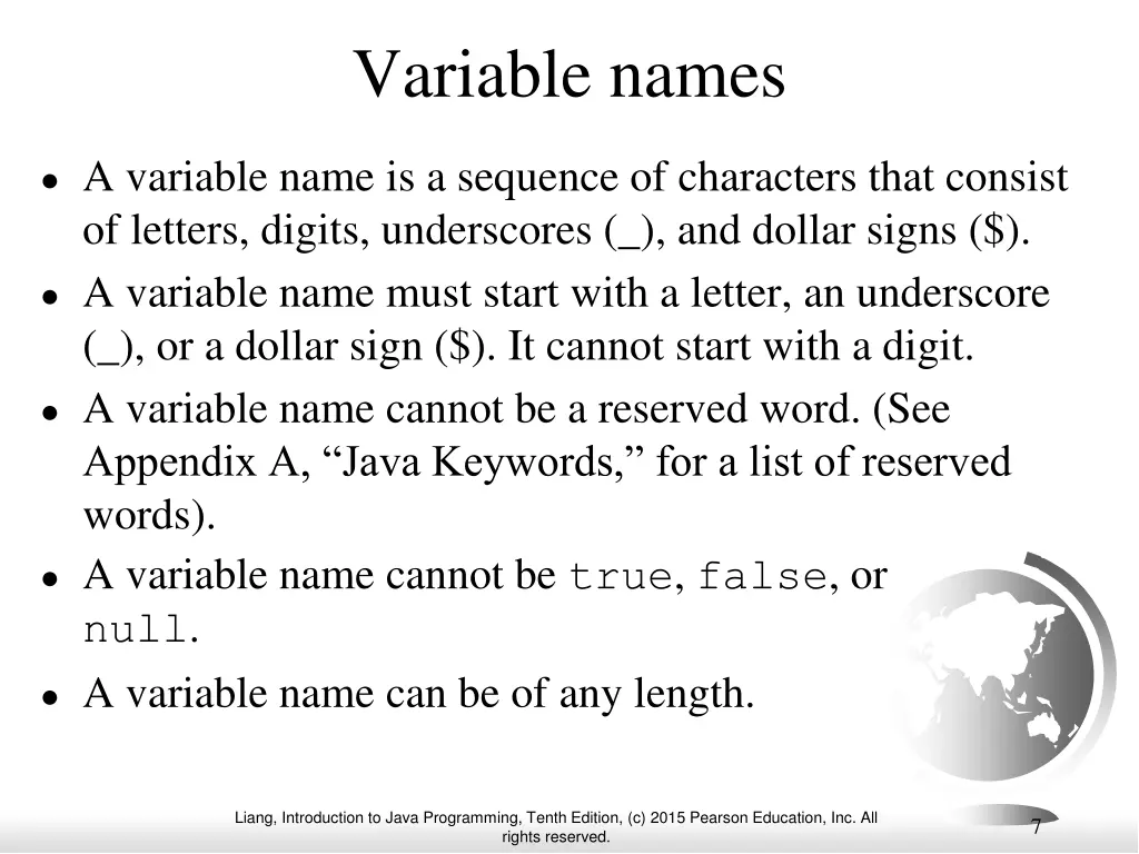 variable names