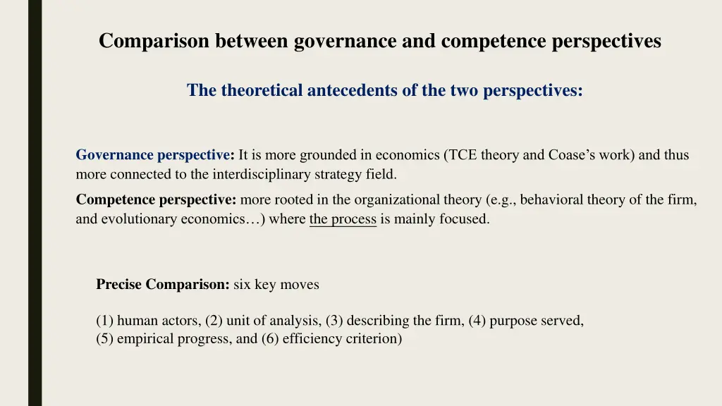 comparison between governance and competence
