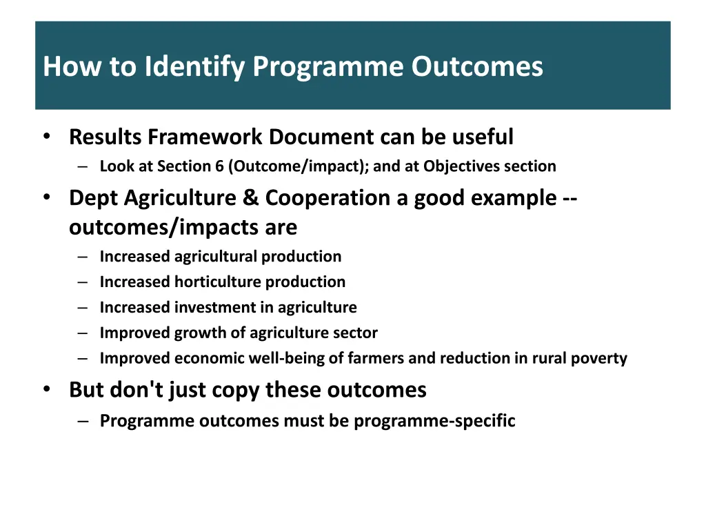 how to identify programme outcomes
