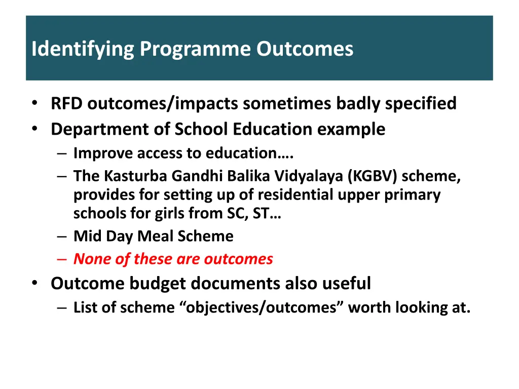 identifying programme outcomes