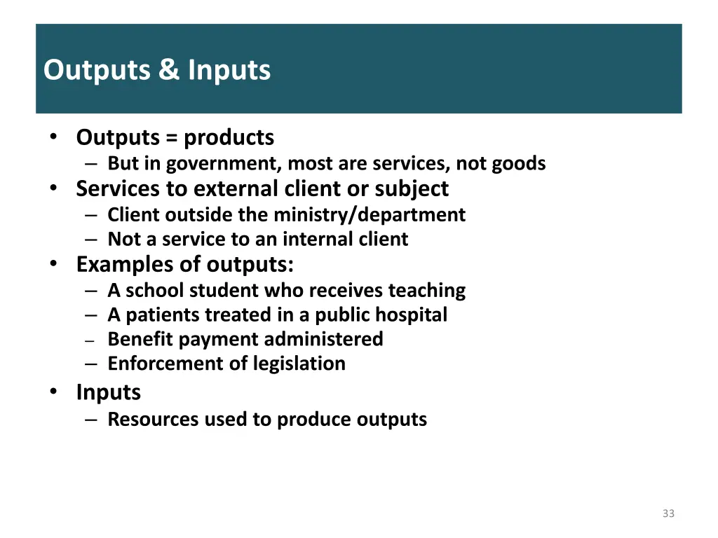 outputs inputs