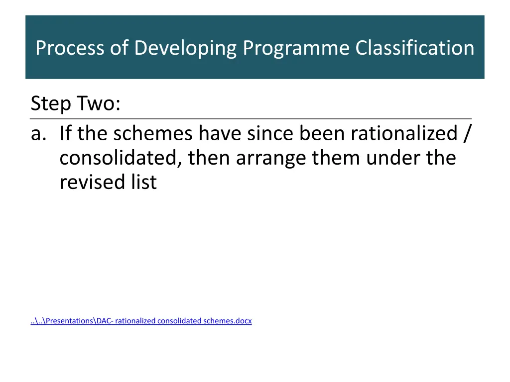 process of developing programme classification 1