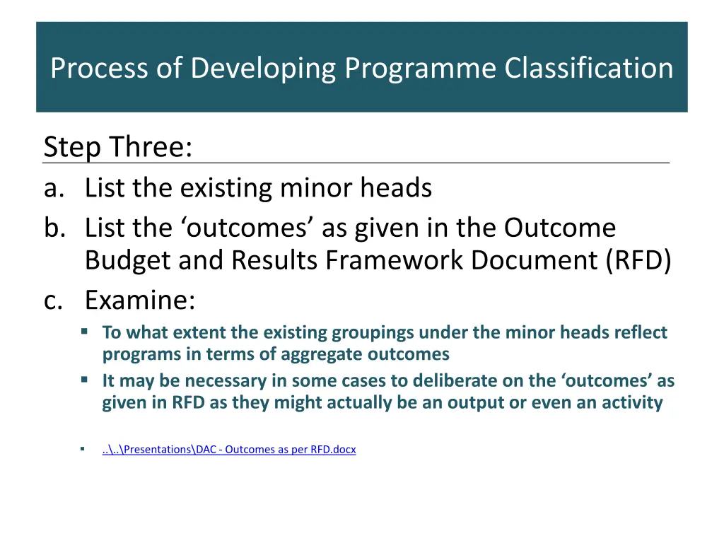 process of developing programme classification 2