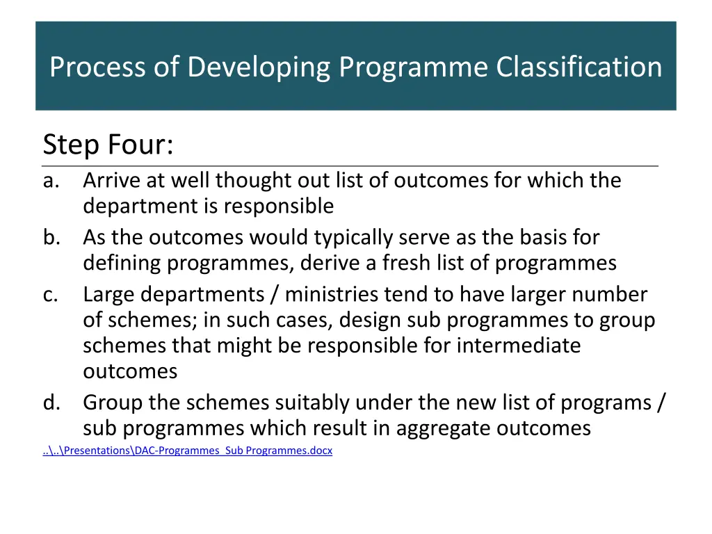 process of developing programme classification 3